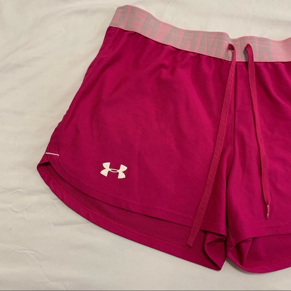 UNDER ARMOUR Women’s Bright Pink Loose Heatgear Sport Fitness Running Shorts S - Picture 4 of 14